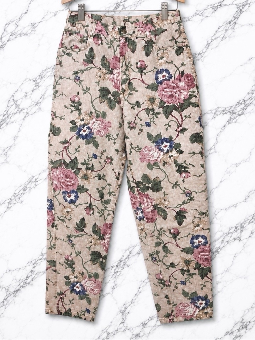 Vivaldi 80s Floral High Rise Jeans Women’s Size 4 Made in USA - Picture 3 of 7
